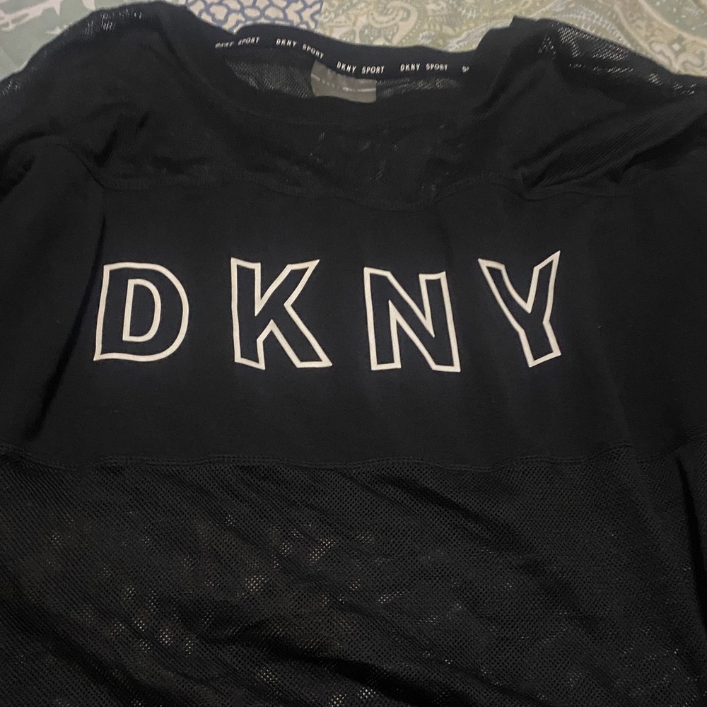DKNY Black Mesh Logo Top